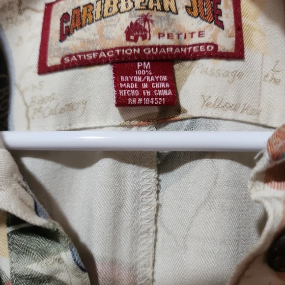 Caribbean joe women's dress colored button down front sleeveless petite medium - Picture 2 of 4